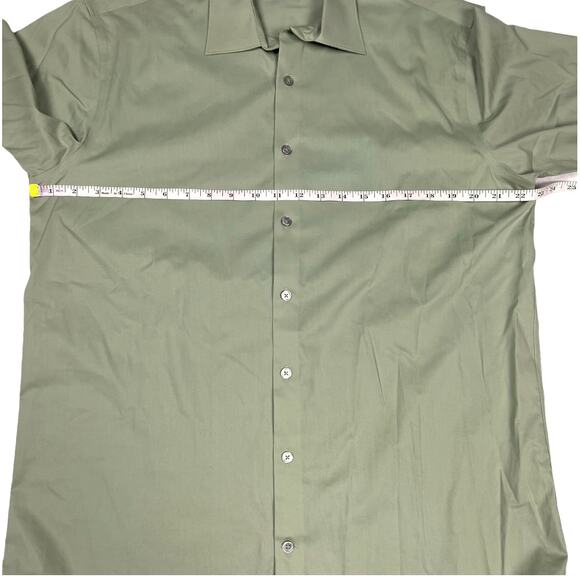 Kenneth Cole Button Front Shirt Non-Iron Regular Fit Green Long Sleeve Men's XL - Picture 4 of 8